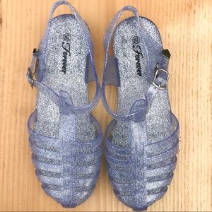 Clear Glitter Jelly Sandals